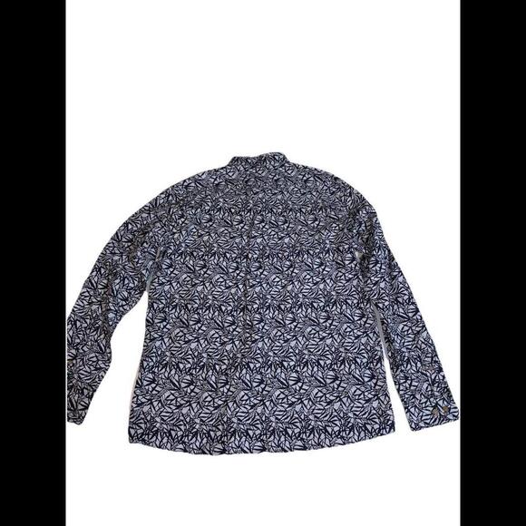 Rowm Geometric Designer Printed Button Up Long Sleeve Polo Large Tall - Picture 8 of 10